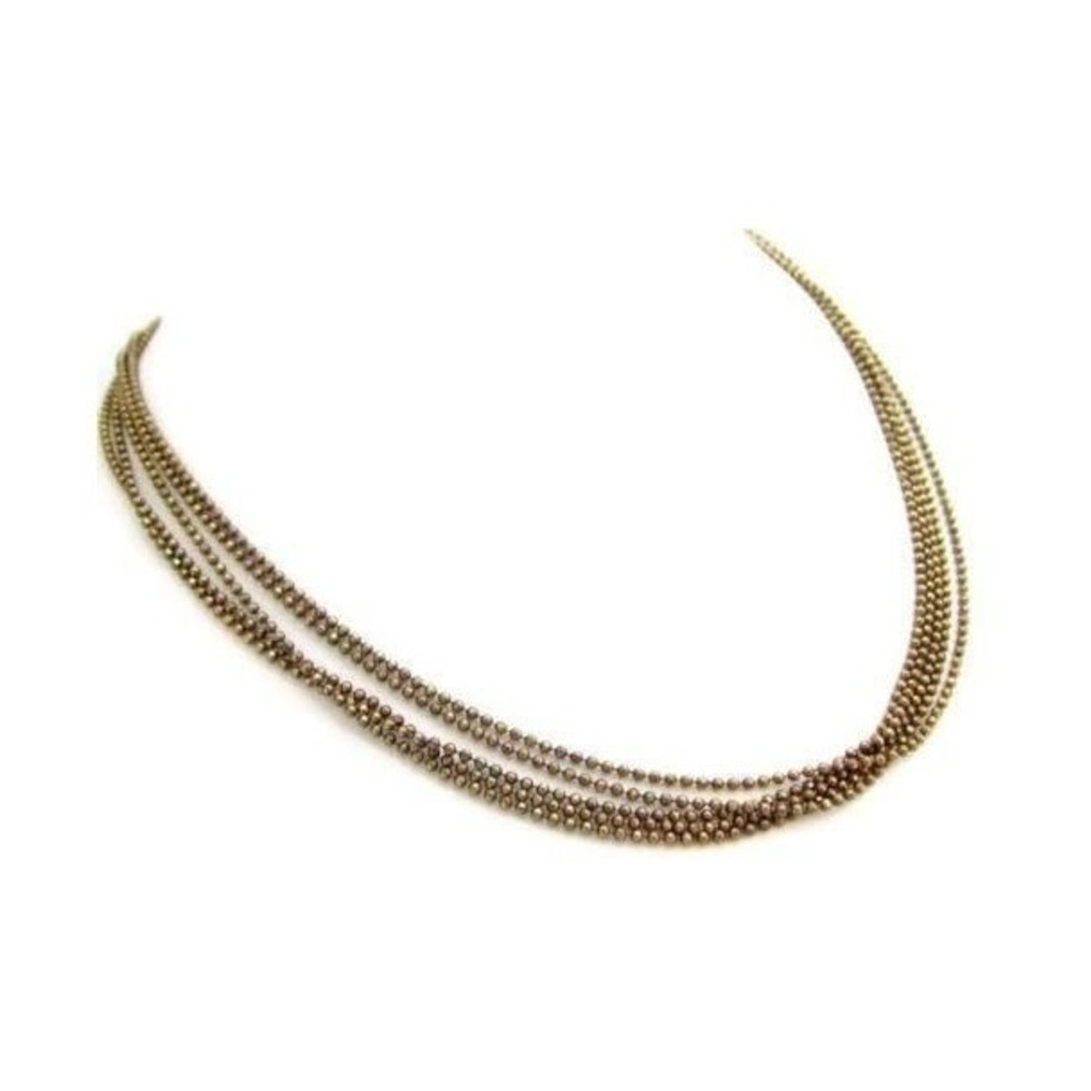 Estate Gold Vermeil Ball & Chain Sterling Silver 5 Row Chain Necklace*925